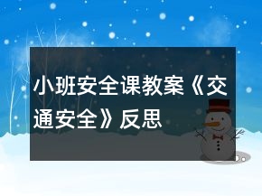 小班安全課教案《交通安全》反思