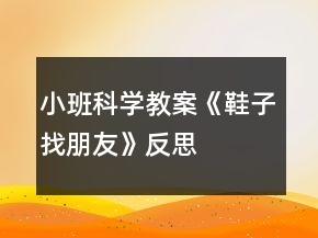 小班科學教案《鞋子找朋友》反思