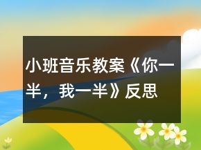 小班音樂教案《你一半，我一半》反思