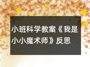 小班科學(xué)教案《我是小小魔術(shù)師》反思