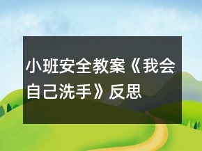 小班安全教案《我會自己洗手》反思
