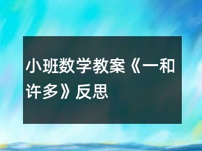 小班數(shù)學(xué)教案《一和許多》反思
