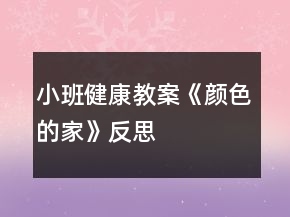 小班健康教案《顏色的家》反思