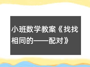 小班數(shù)學(xué)教案《找找相同的――配對》反思
