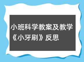 小班科學(xué)教案及教學(xué)《小牙刷》反思