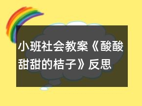 小班社會教案《酸酸甜甜的桔子》反思
