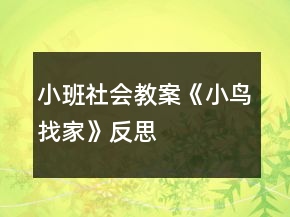 小班社會教案《小鳥找家》反思