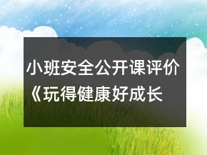 小班安全公開課評價《玩得健康好成長》反思