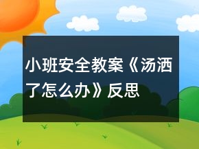 小班安全教案《湯灑了怎么辦》反思