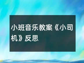 小班音樂教案《小司機》反思