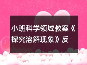 小班科學(xué)領(lǐng)域教案《探究溶解現(xiàn)象》反思