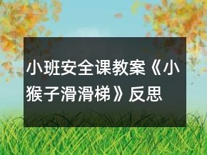 小班安全課教案《小猴子滑滑梯》反思