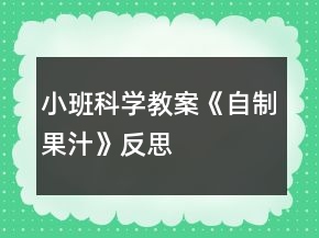 小班科學(xué)教案《自制果汁》反思