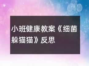 小班健康教案《細菌躲貓貓》反思