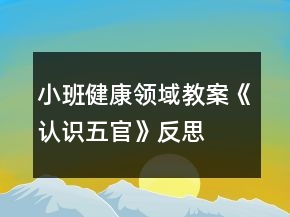 小班健康領(lǐng)域教案《認(rèn)識(shí)五官》反思