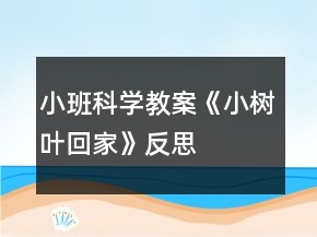 小班科學(xué)教案《小樹(shù)葉回家》反思