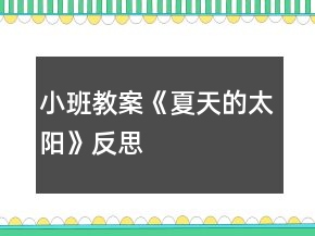 小班教案《夏天的太陽》反思