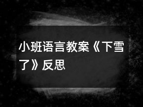 小班語言教案《下雪了》反思
