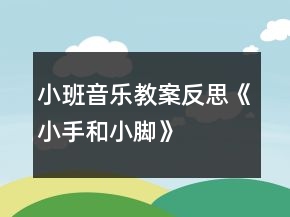 小班音樂教案反思《小手和小腳》