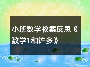 小班數(shù)學(xué)教案反思《數(shù)學(xué)1和許多》