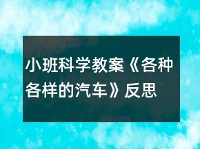 小班科學(xué)教案《各種各樣的汽車》反思
