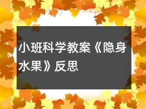 小班科學(xué)教案《隱身水果》反思