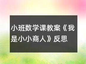 小班數(shù)學(xué)課教案《我是小小商人》反思