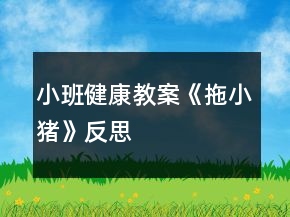 小班健康教案《拖小豬》反思