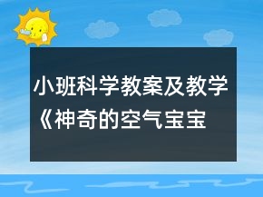 小班科學(xué)教案及教學(xué)《神奇的空氣寶寶》反思