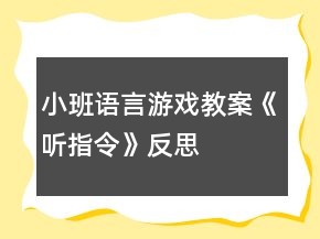 小班語言游戲教案《聽指令》反思