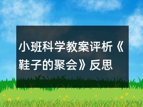 小班科學(xué)教案評析《鞋子的聚會》反思