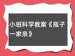 小班科學(xué)教案《瓶子一家親》