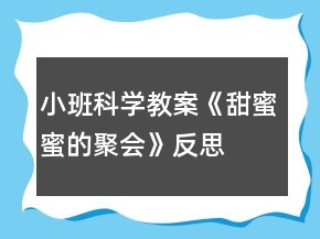 小班科學教案《甜蜜蜜的聚會》反思