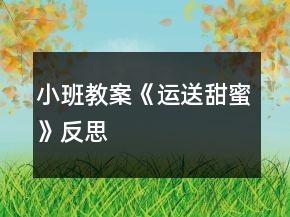 小班教案《運(yùn)送甜蜜》反思