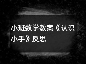 小班數(shù)學教案《認識小手》反思