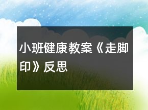 小班健康教案《走腳印》反思