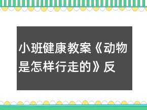 小班健康教案《動(dòng)物是怎樣行走的》反思