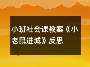 小班社會課教案《小老鼠進(jìn)城》反思