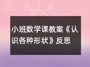 小班數(shù)學(xué)課教案《認識各種形狀》反思