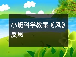 小班科學(xué)教案《風(fēng)》反思