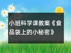 小班科學(xué)課教案《食品袋上的小秘密》反思
