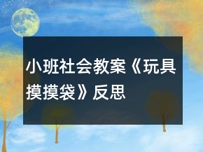 小班社會教案《玩具摸摸袋》反思
