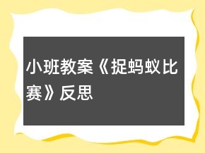 小班教案《捉螞蟻比賽》反思