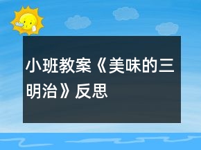 小班教案《美味的三明治》反思