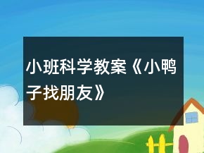 小班科學(xué)教案《小鴨子找朋友》