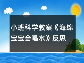 小班科學(xué)教案《海綿寶寶會喝水》反思