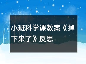 小班科學課教案《掉下來了》反思