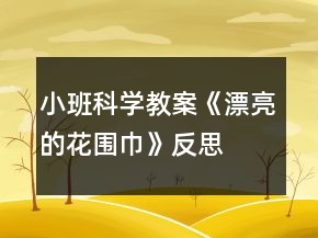 小班科學(xué)教案《漂亮的花圍巾》反思