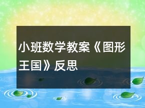 小班數(shù)學教案《圖形王國》反思