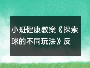 小班健康教案《探索球的不同玩法》反思